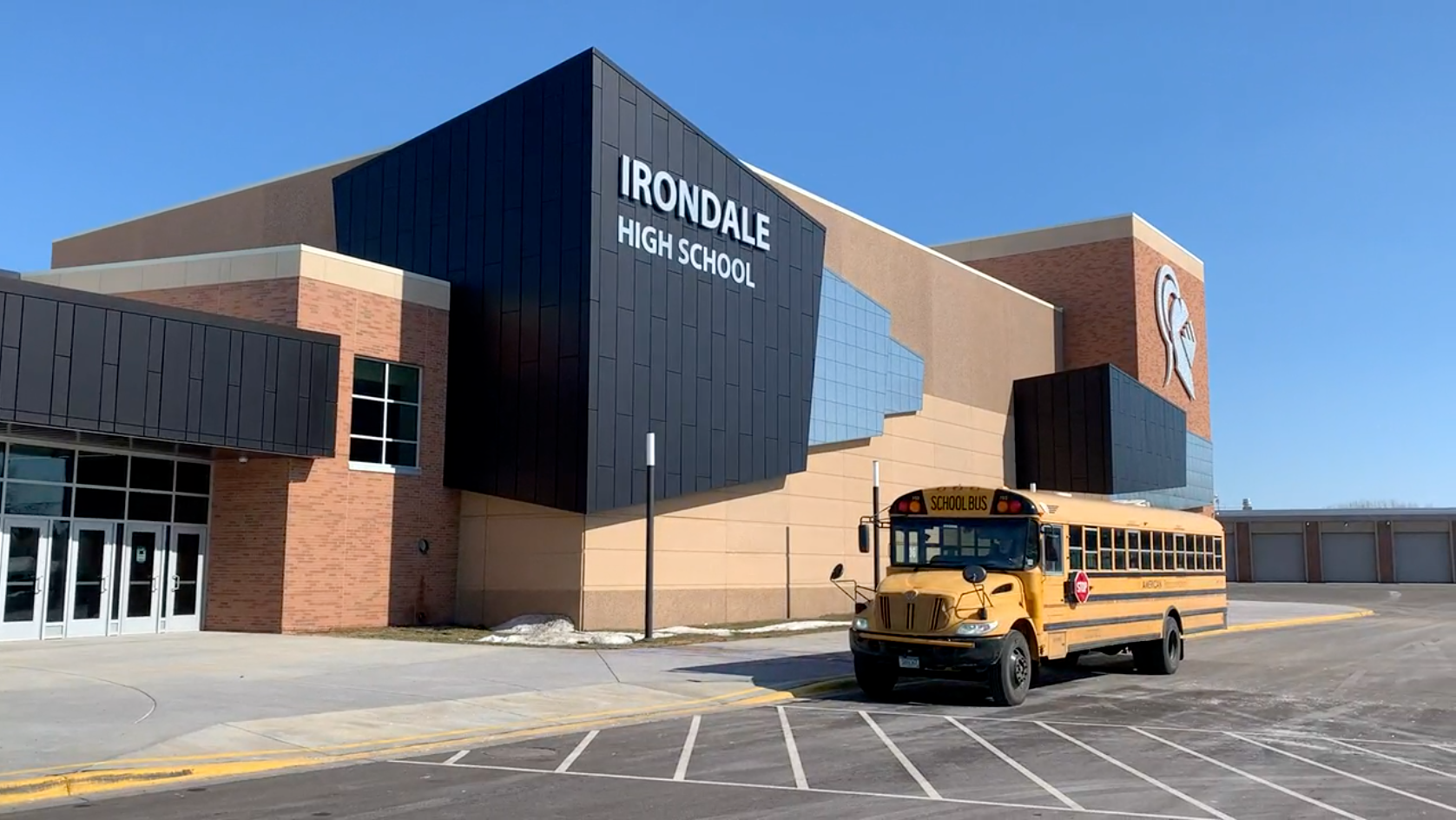 Exterior front entrance of Irondale High School